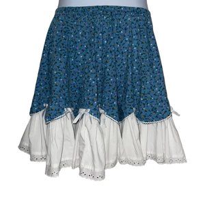 Vintage Kate Schorer Cottagecore Floral Lace Bows Square Dance Skirt Womens S